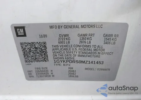 2021 Cadillac Xt6 Awd Premium Luxury from USA, damaged, VIN 1GYKPDRS0MZ141453